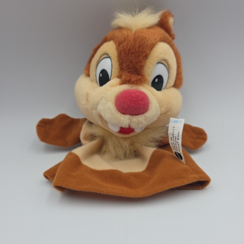 Vintage 1993 Disney's Mattel Chip and Dale "Dale" Plush Hand Puppet 10" Red Nose